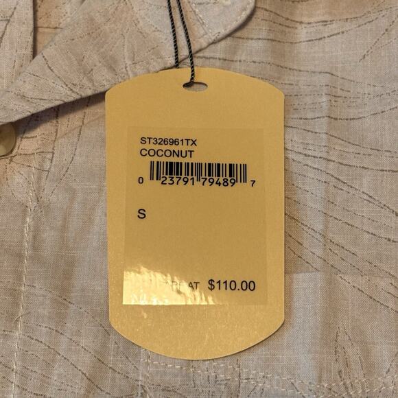 Tommy Bahama Shirt Button Up Men’s Small Tropical Hawaiian Tan Leaf Print - Picture 2 of 10